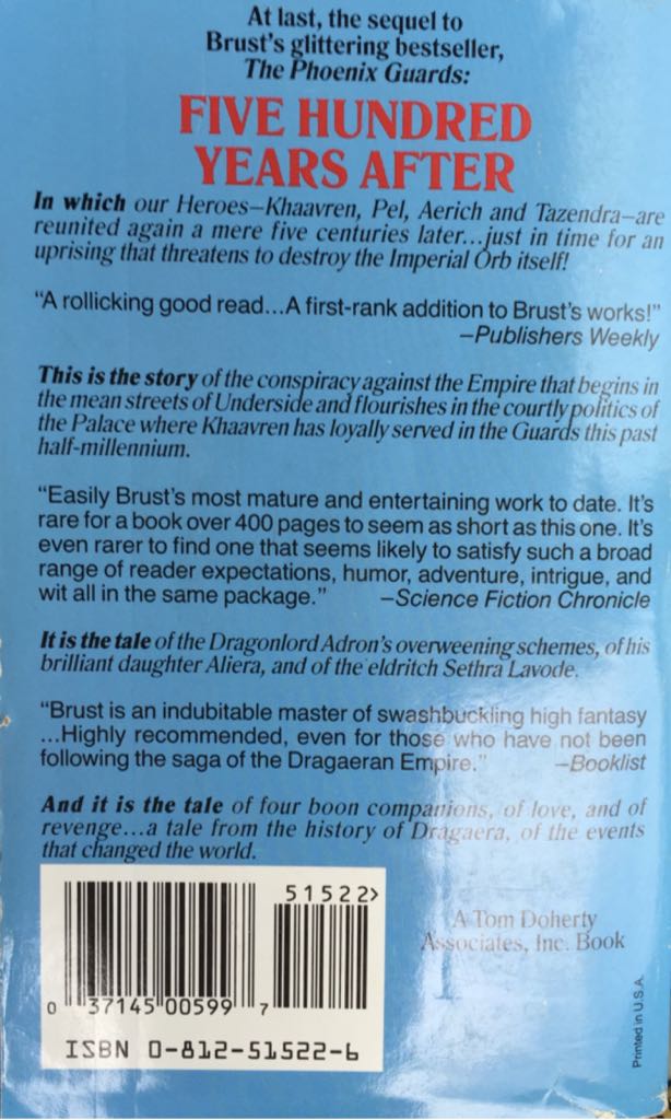 Five Hundred Years After - Steven Brust (Tor Fantasy - Paperback) book collectible [Barcode 9780812515220] - Main Image 2