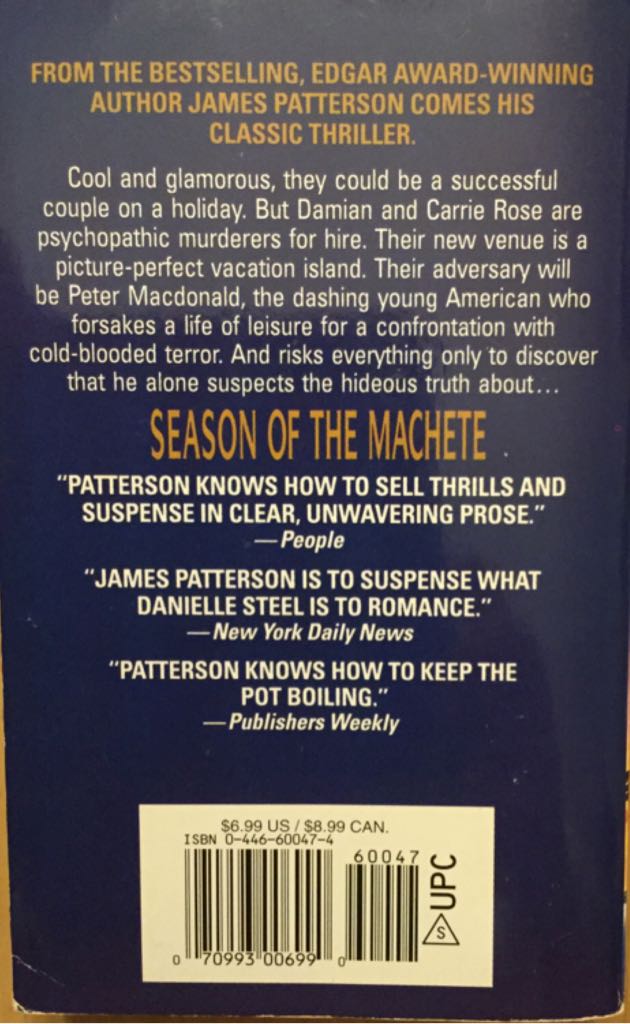 Season Of The Machete - James Patterson (Warner Books - Trade Paperback) book collectible [Barcode 9780446600477] - Main Image 2