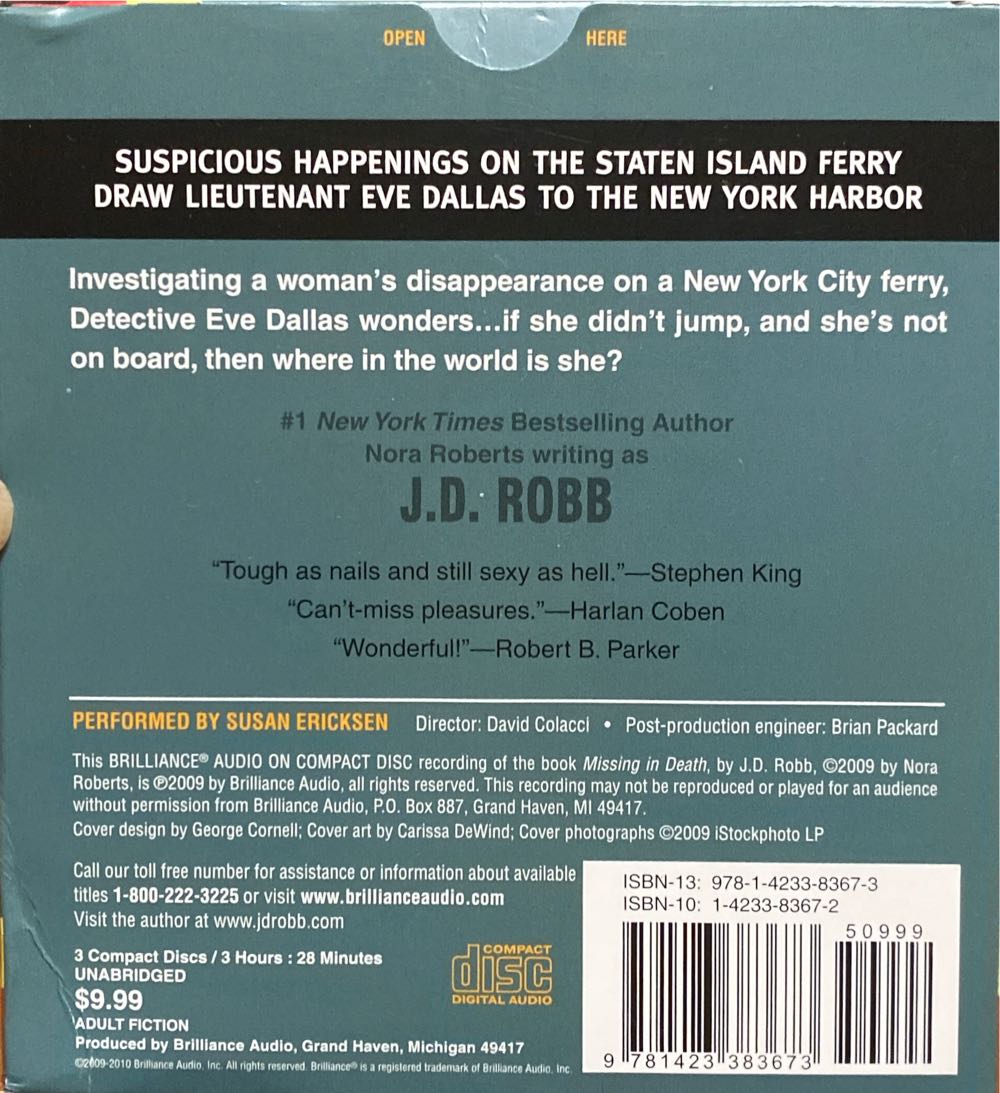 Missing In Death 29 - JD Robb book collectible [Barcode 9781423383673] - Main Image 2