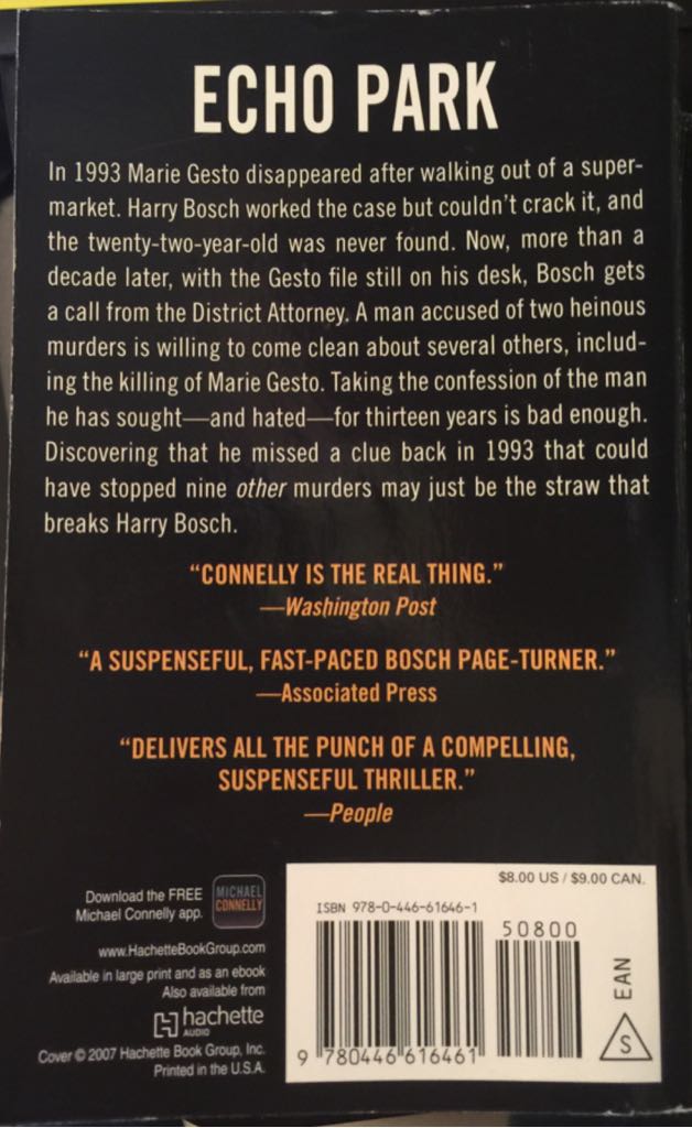 Echo Park - Michael Connelly (Warner Books - Paperback) book collectible [Barcode 9780446616461] - Main Image 2