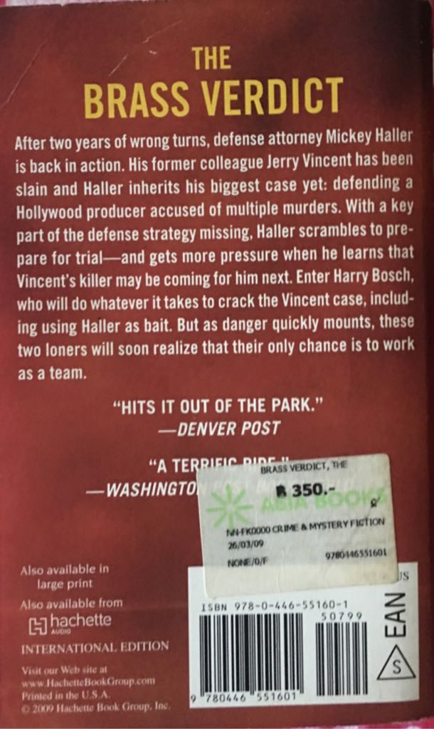 Brass Verdict, The - Michael Connelly (Hachette Book Group - Hardcover) book collectible [Barcode 9780446551601] - Main Image 2