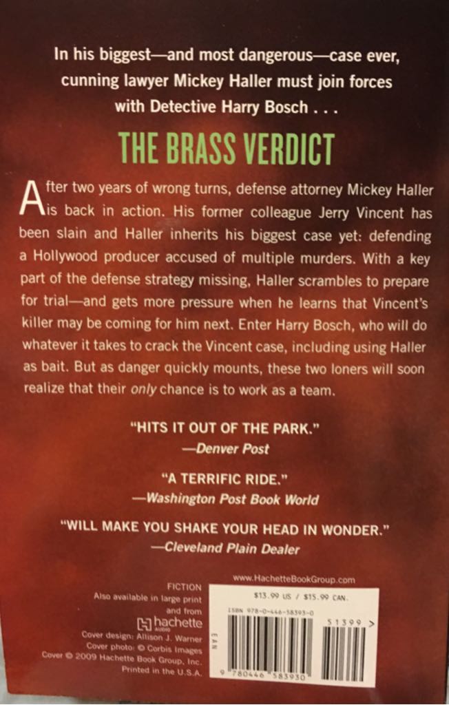 Bosch 12: The Brass Verdict - Michael Connelly (. - Paperback) book collectible [Barcode 9780446583930] - Main Image 2