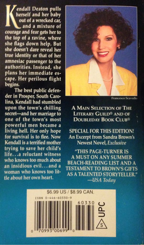 Witness, The - Sandra Brown (Warner Vision - Paperback) book collectible [Barcode 9780446603300] - Main Image 2