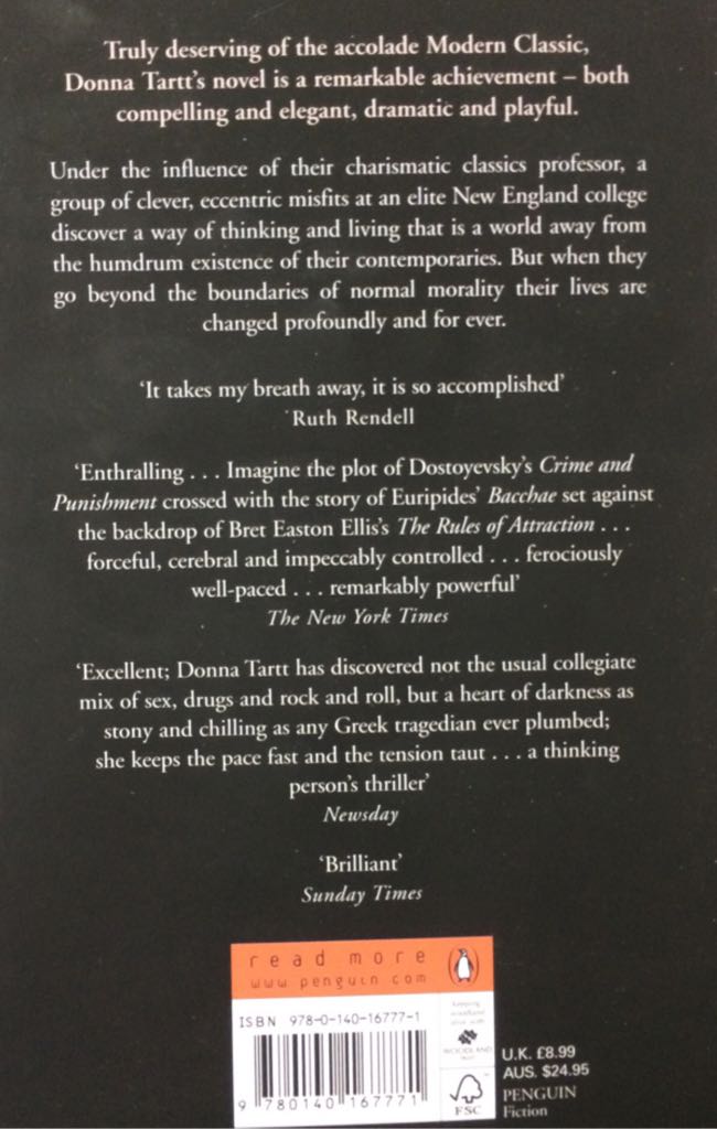 Secret History, The - Donna Tartt (Penguin Books - Paperback) book collectible [Barcode 9780140167771] - Main Image 2