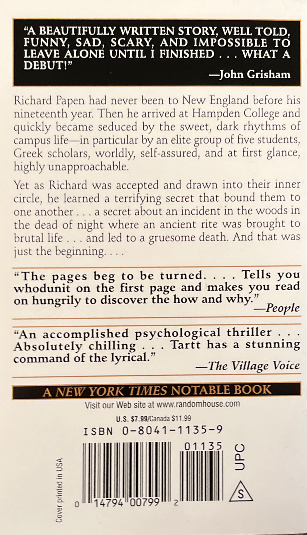 The Secret History - Donna Tartt (Ivy Books - Paperback) book collectible [Barcode 9780804111355] - Main Image 2