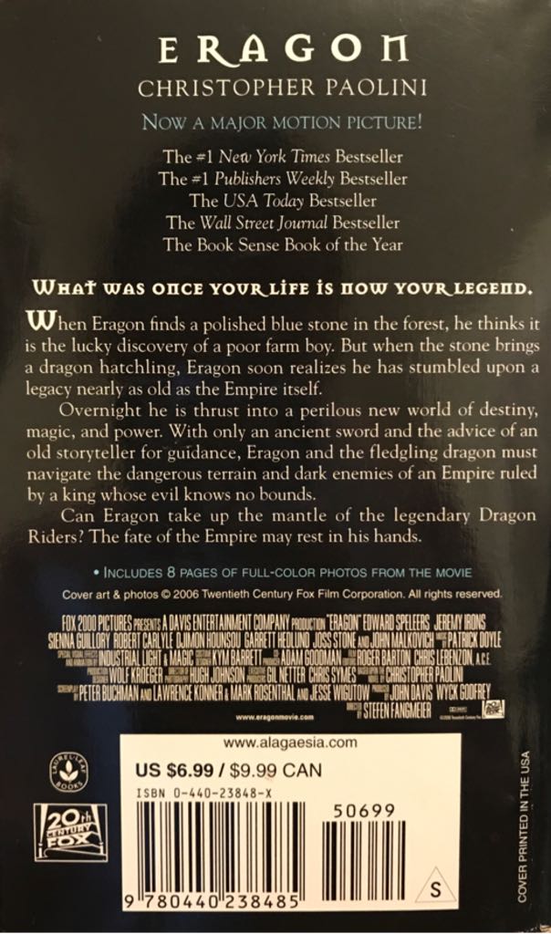 Eragon - Christopher Paolini (Random House - Paperback) book collectible [Barcode 9780440238485] - Main Image 2