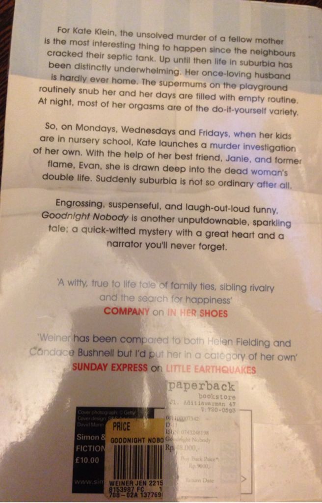 Goodnight Nobody - Jennifer Weiner (Simon & Schuster UK Ltd - Paperback) book collectible [Barcode 9780743248198] - Main Image 2