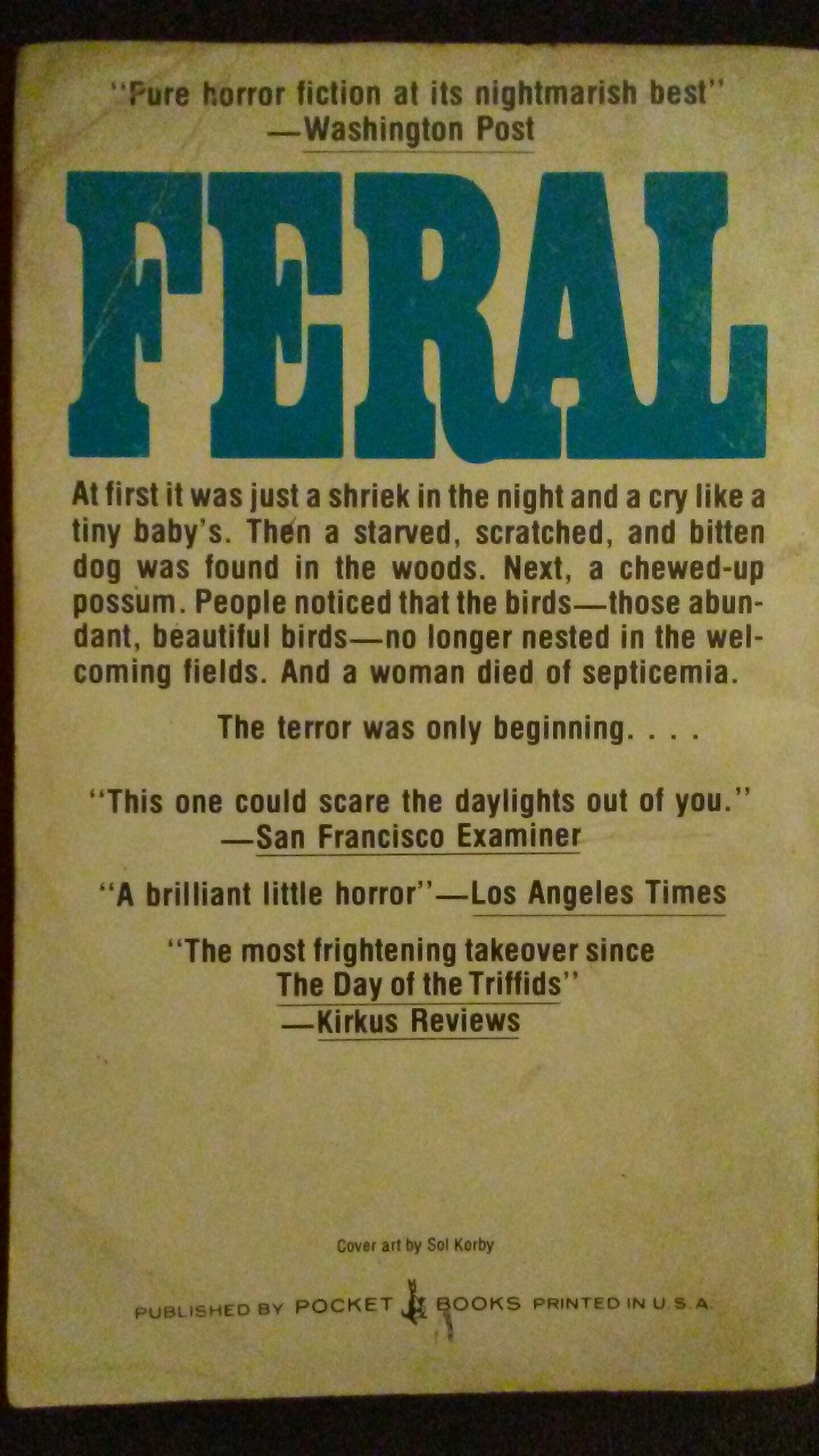 Feral - Berton Roueche (Pocket Books - Paperback) book collectible - Main Image 2