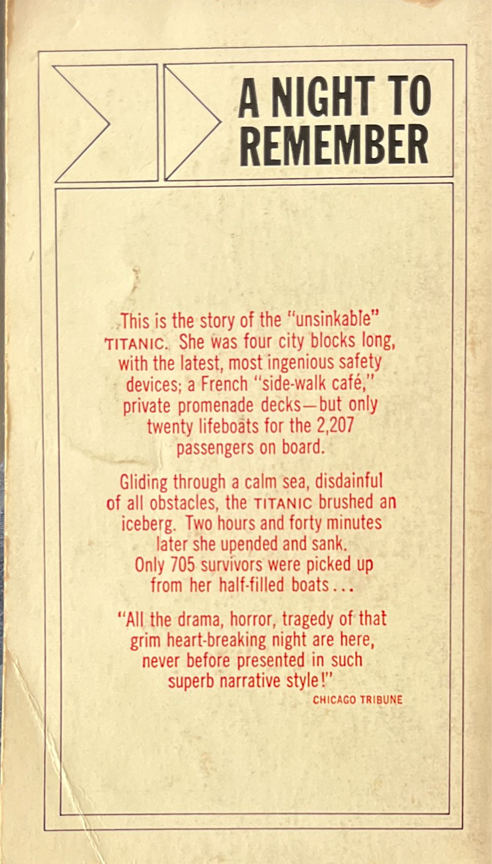 A Night To Remember - Walter Lord (Bantam Books - Paperback) book collectible - Main Image 2