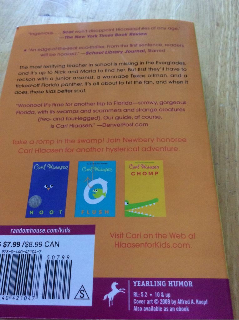 Scat - Carl Hiaasen (Yearling Books - Paperback) book collectible [Barcode 9780440421047] - Main Image 2