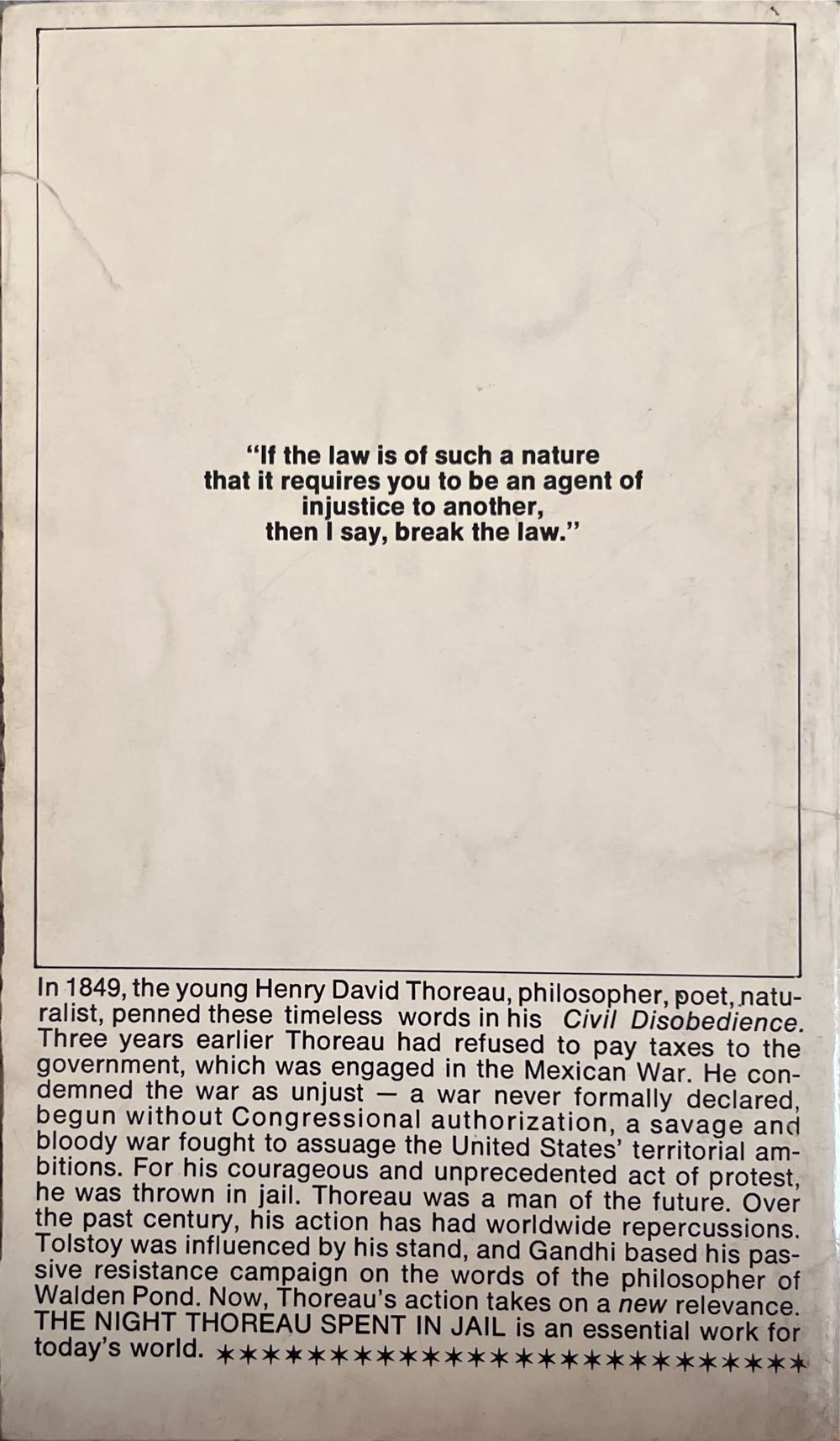 The Night Thoreau Spent In Jail - Henry David Thoreau (Macmillan - Paperback) book collectible [Barcode 9780809012237] - Main Image 2