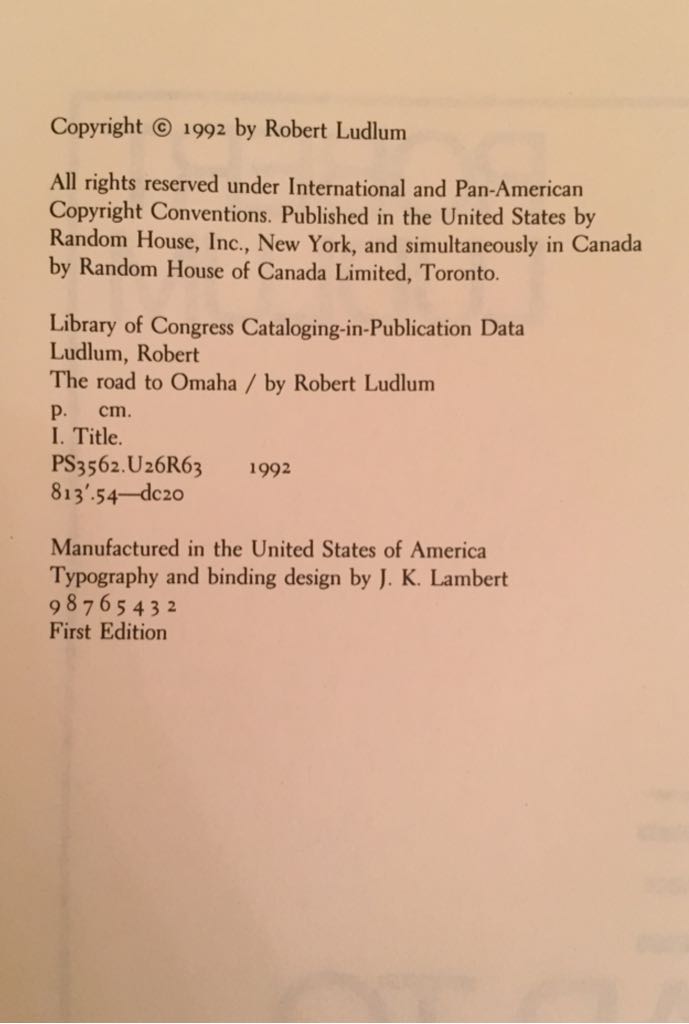 Road To Omaha, The - Robert Ludlum (Random House Publishing Group - Hardcover) book collectible [Barcode 9780394573298] - Main Image 2