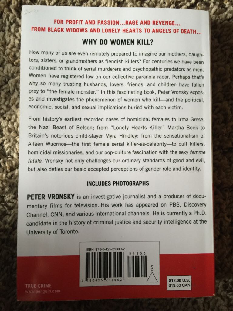 Female Serial Killers: How And Why Women Become Monsters - Peter Vronsky (Berkley Books - Paperback) book collectible [Barcode 9780425213902] - Main Image 2