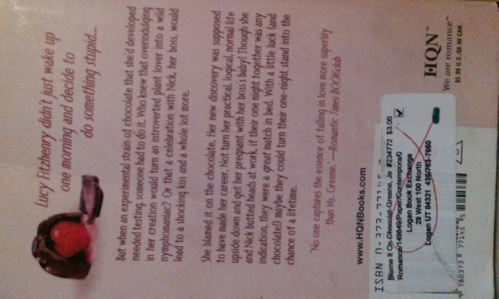 Blame It On The Chocolate - Jennifer Greene (HQN Books - Paperback) book collectible [Barcode 9780373771455] - Main Image 2