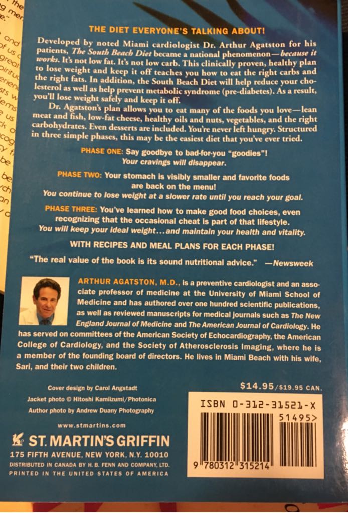 The South Beach Diet: The Delicious, Doctor-Designed, Foolproof Plan for Fast and Healthy Weight Loss - Arthur Agatston (H.B. Fenn and Company Ltd - Paperback) book collectible [Barcode 9780312315214] - Main Image 2