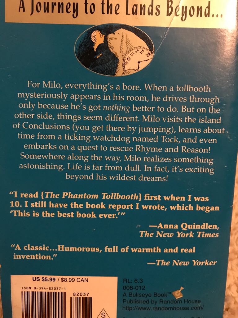 The Phantom Tollbooth - Norton Juster (Random House - Paperback) book collectible [Barcode 9780394820378] - Main Image 2