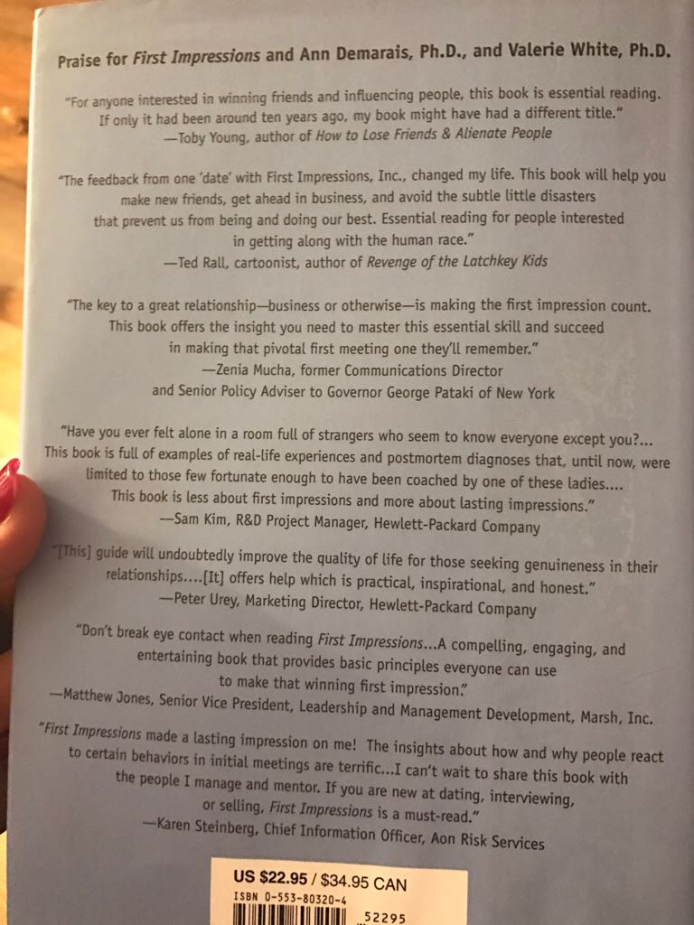 First Impressions - Ann Demaris (Bantam Dell Publishing Group, Div of Random House, Inc - Hardcover) book collectible [Barcode 9780553803204] - Main Image 2