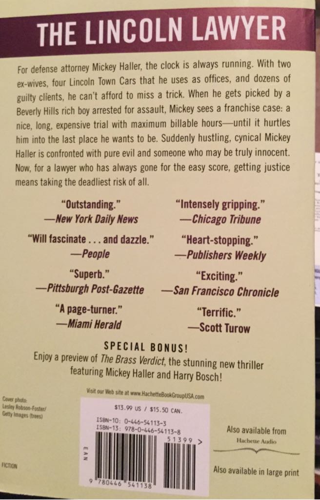 The Lincoln Lawyer - Michael Connelly (Grand Central Publishing - Paperback) book collectible [Barcode 9780446541138] - Main Image 2