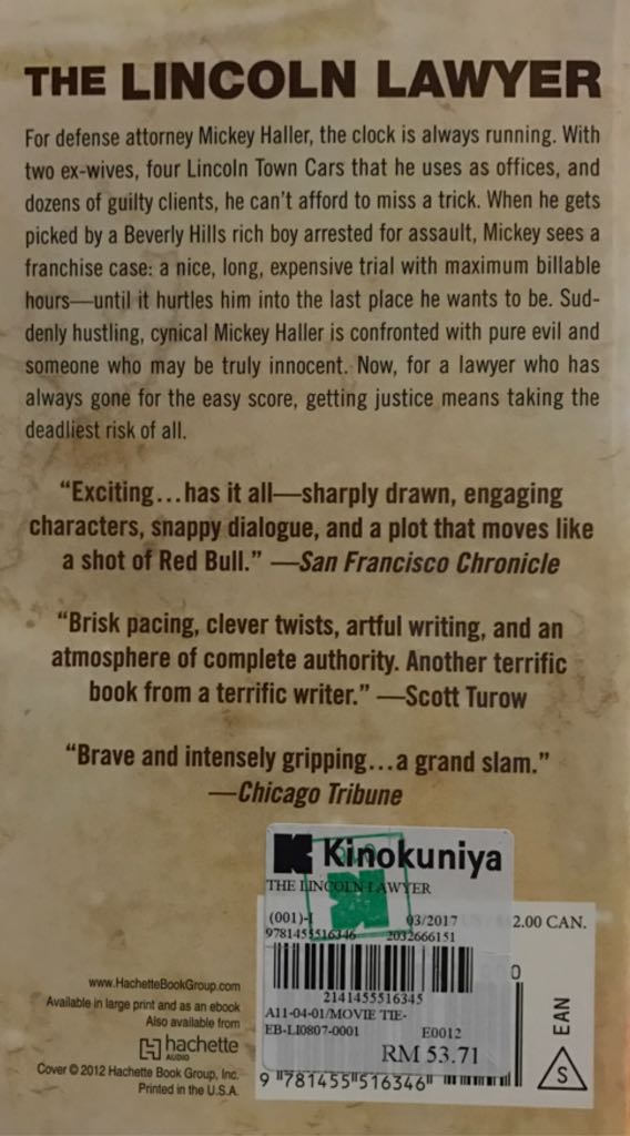 The Lincoln Lawyer - Michael Connelly (Grand Central Publishing - Paperback) book collectible [Barcode 9781455516346] - Main Image 2