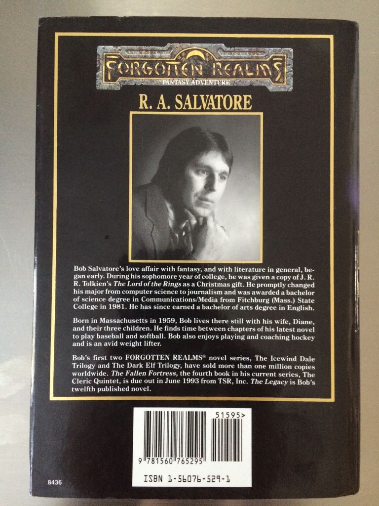The Legacy -Signed By Author - R. A. Salvatore (Wizards Of The Coast, Inc - Hardcover) book collectible [Barcode 9781560765295] - Main Image 2
