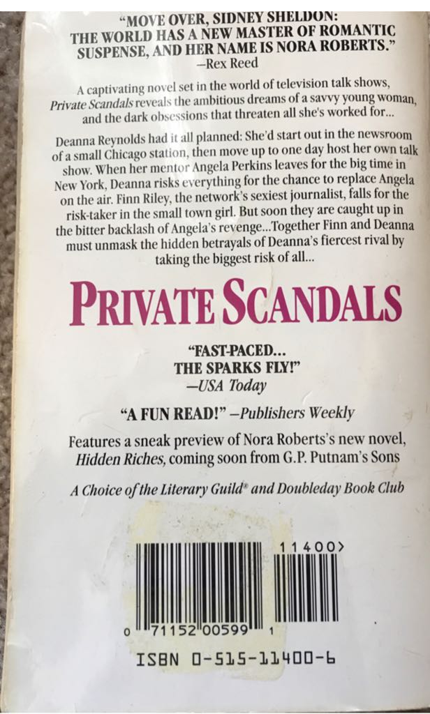 Private Scandals - Nora Roberts (Jove Books, New York - Paperback) book collectible [Barcode 9780515114003] - Main Image 2