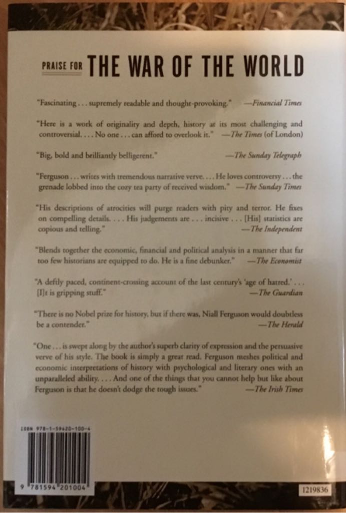 The War of the World: Twentieth-Century Conflict And The Descent Of The West - Niall Ferguson (Penguin Books - Paperback) book collectible [Barcode 9780143112396] - Main Image 2