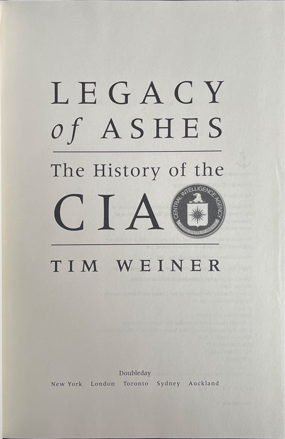Legacy of Ashes: the History of the CIA - Tim Weiner (Doubleday - Hardcover) book collectible [Barcode 9780385514453] - Main Image 4