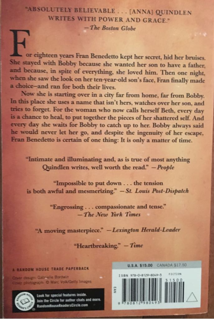 Black and Blue - Anna Quindlen (Random House Trade Paperbacks - Paperback) book collectible [Barcode 9780812980493] - Main Image 2