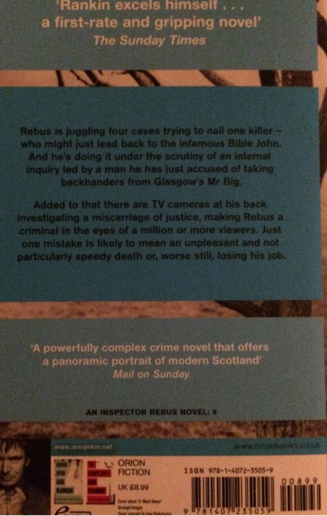 Black and Blue - Ian Rankin (Orion Books - Paperback) book collectible [Barcode 9781407235059] - Main Image 2