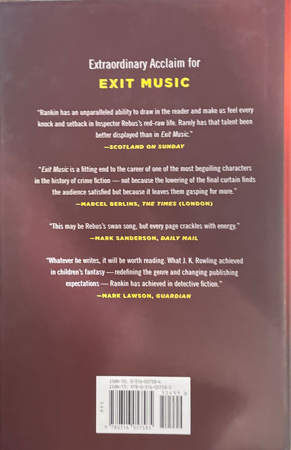 Exit Music - Ian Rankin (Little Brown And Co. - Hardcover) book collectible [Barcode 9780316057585] - Main Image 2