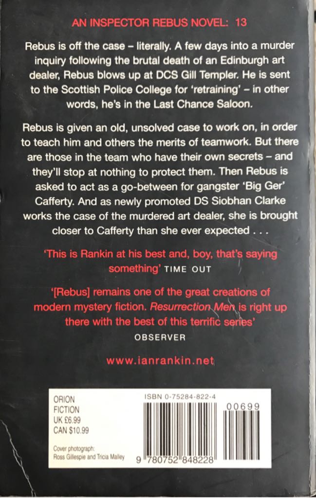 Resurrection Men - Ian Rankin (Orion Books - Paperback) book collectible [Barcode 9780752848228] - Main Image 2
