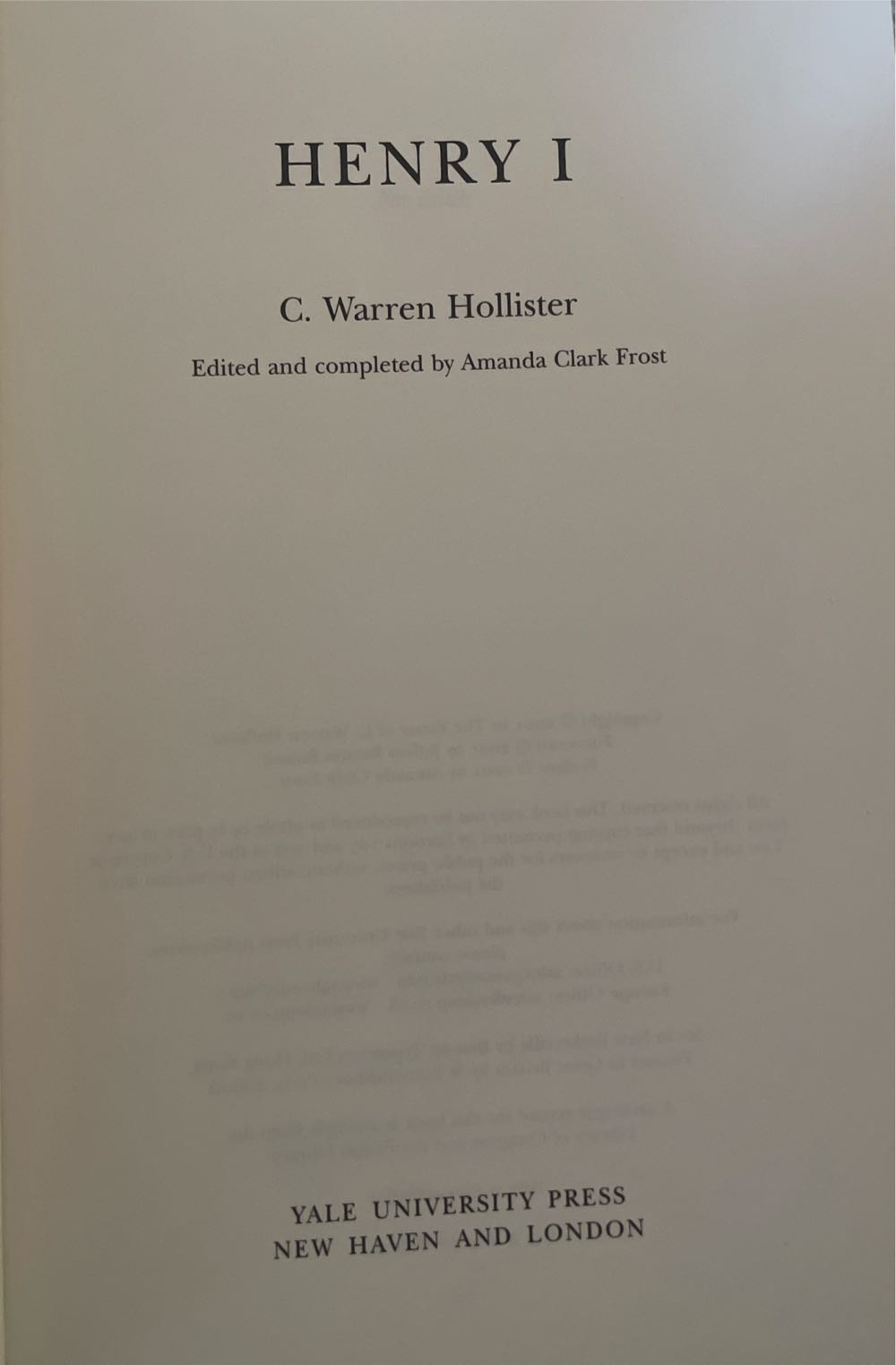 Henry I - Charles Warren Hollister (Yale University Press - Hardcover) book collectible [Barcode 9780300088588] - Main Image 3