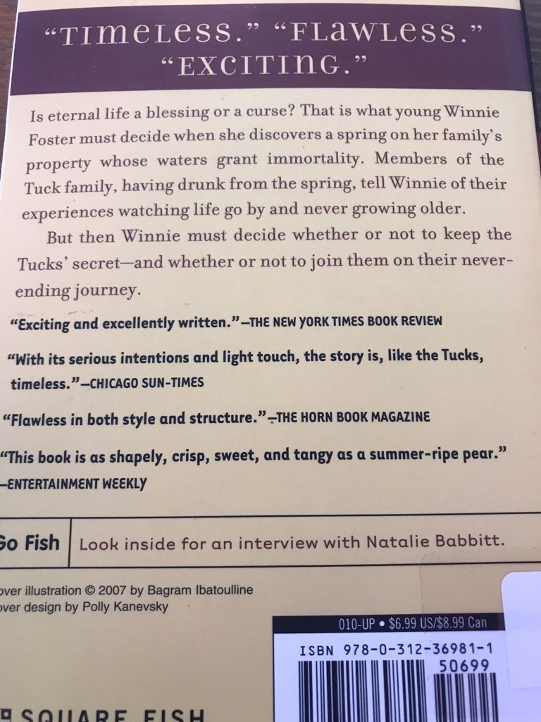 Tuck Everlasting - Natalie Babbitt (Scholastic Inc. - Paperback) book collectible [Barcode 9780312369811] - Main Image 2