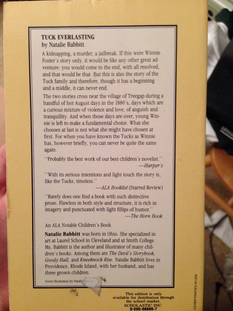 Tuck Everlasting - Natalie Babbitt (Scholastic - Paperback) book collectible [Barcode 9780590988865] - Main Image 2