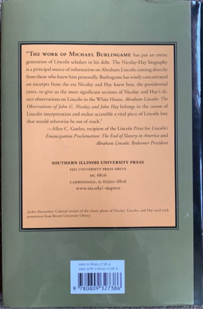 Abraham Lincoln - Michael Burlingame (SIU Press - Hardcover) book collectible [Barcode 9780809327386] - Main Image 2
