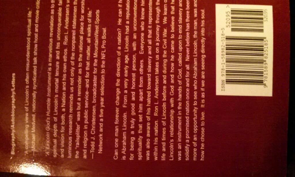 Abraham Lincoln: God’s Humble Instrument - Ron L. Andersen (Millennial Mind Publishing - Paperback) book collectible [Barcode 9781589825185] - Main Image 2