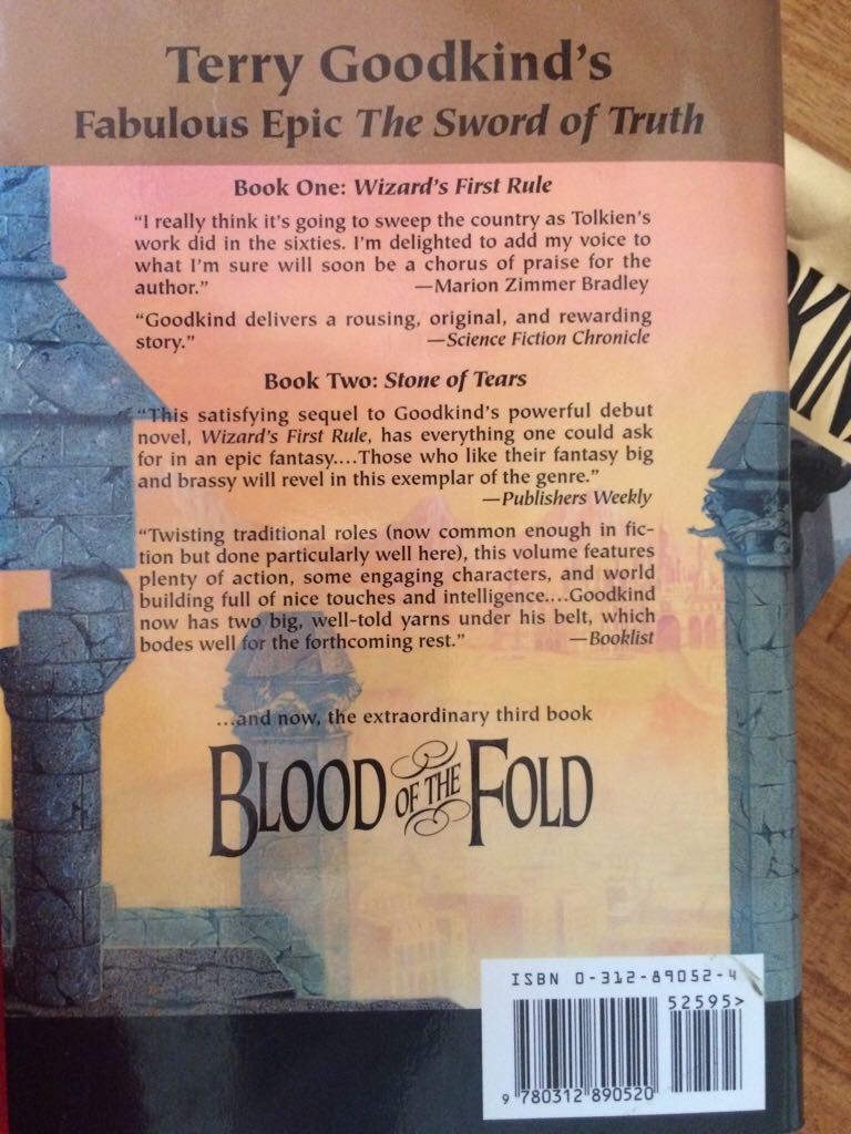 Sword Of Truth 03: Blood of the Fold - Terry Goodkind (Tor Books - Hardcover) book collectible [Barcode 9780312890520] - Main Image 2