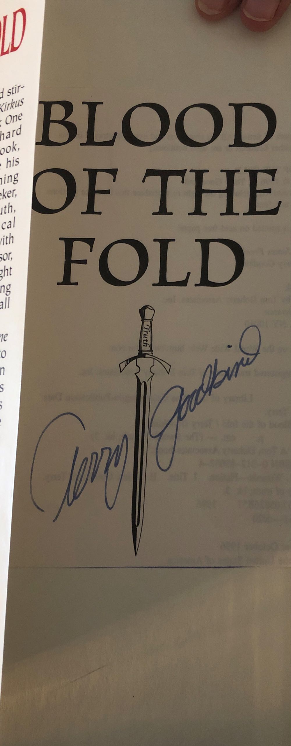 Sword Of Truth 03: Blood of the Fold - Terry Goodkind (Tor Books - Hardcover) book collectible [Barcode 9780312890520] - Main Image 3