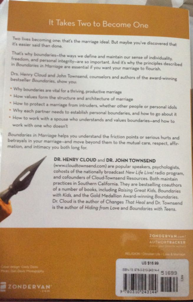 Boundaries in Marriage - Dr. Henry Cloud (Zondervan - Paperback) book collectible [Barcode 9780310243144] - Main Image 2
