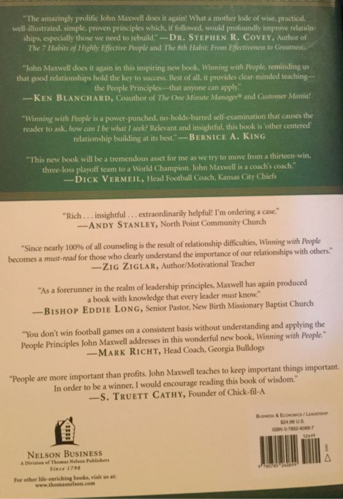 Winning With People - John C Maxwell (Thomas Nelson Publishers - Hardcover) book collectible [Barcode 9780785260899] - Main Image 2