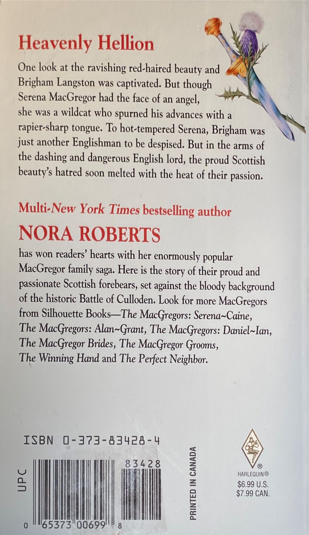 Rebellion - Nora Roberts (Harlequin Books - Paperback) book collectible [Barcode 9780373834280] - Main Image 2