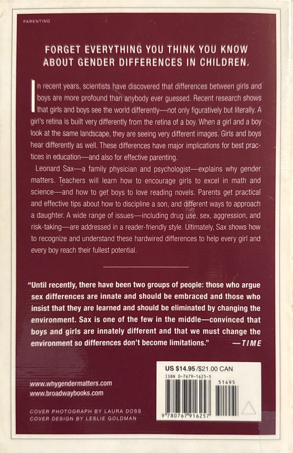 Why Gender Matters - Leonard Sax (Broadway Books - Paperback) book collectible [Barcode 9780767916257] - Main Image 2