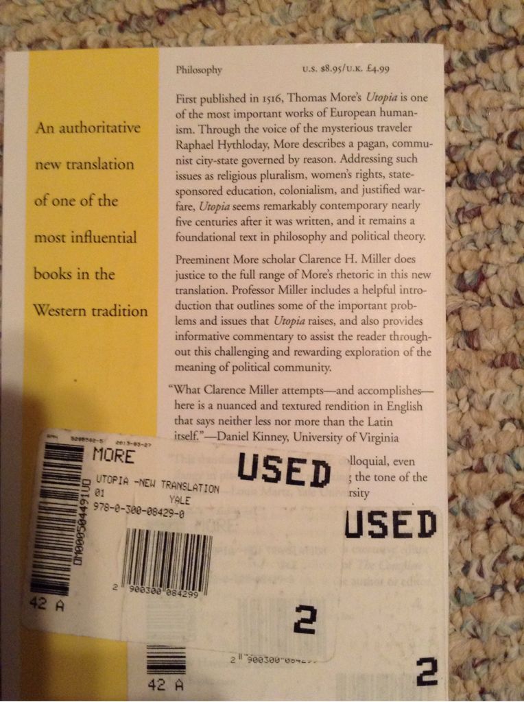 Utopia - Thomas More (Yale University Press - Paperback) book collectible [Barcode 9780300084290] - Main Image 2
