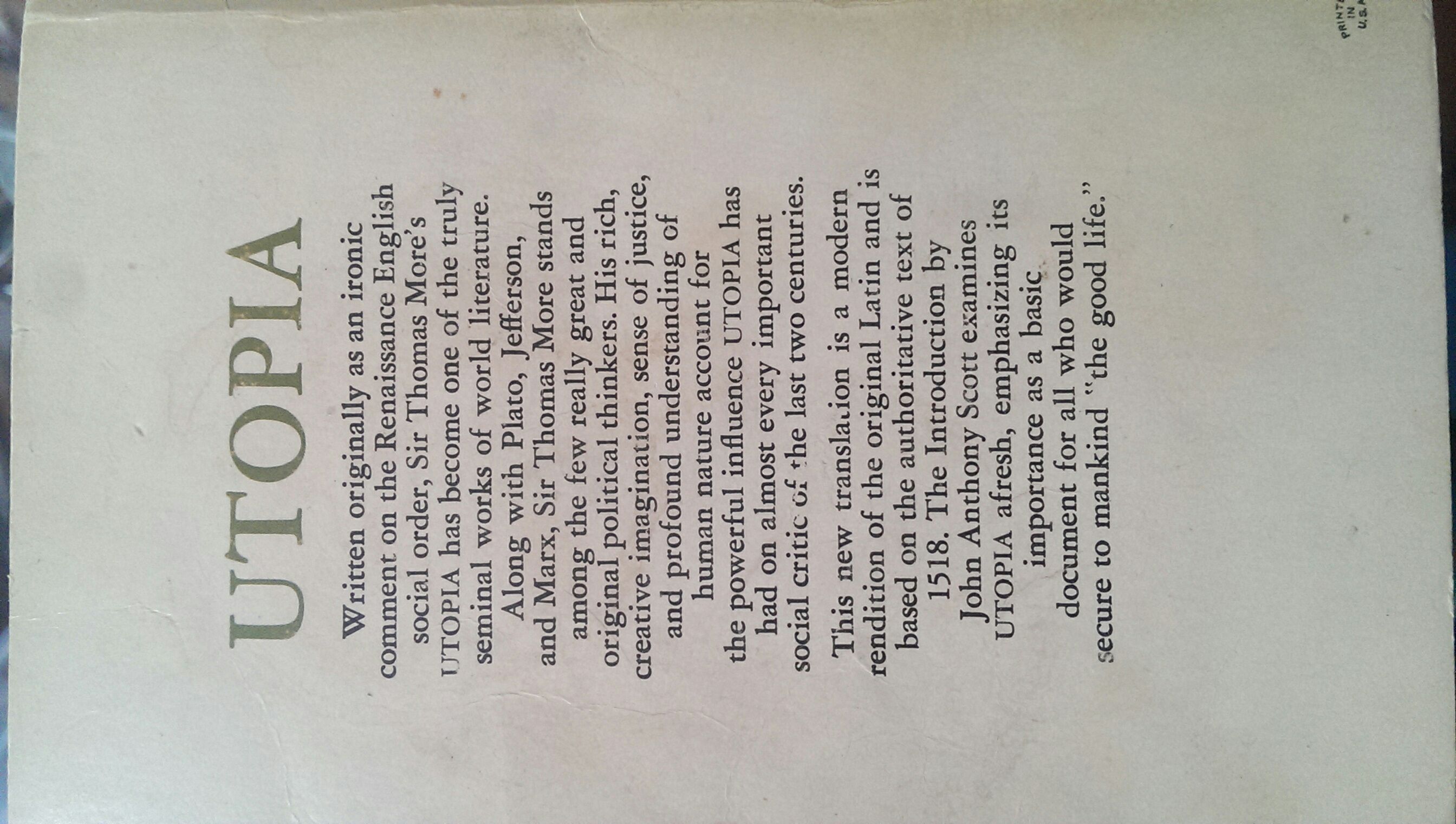 Utopia - More, Sir (Washington Square Press - Paperback) book collectible - Main Image 2