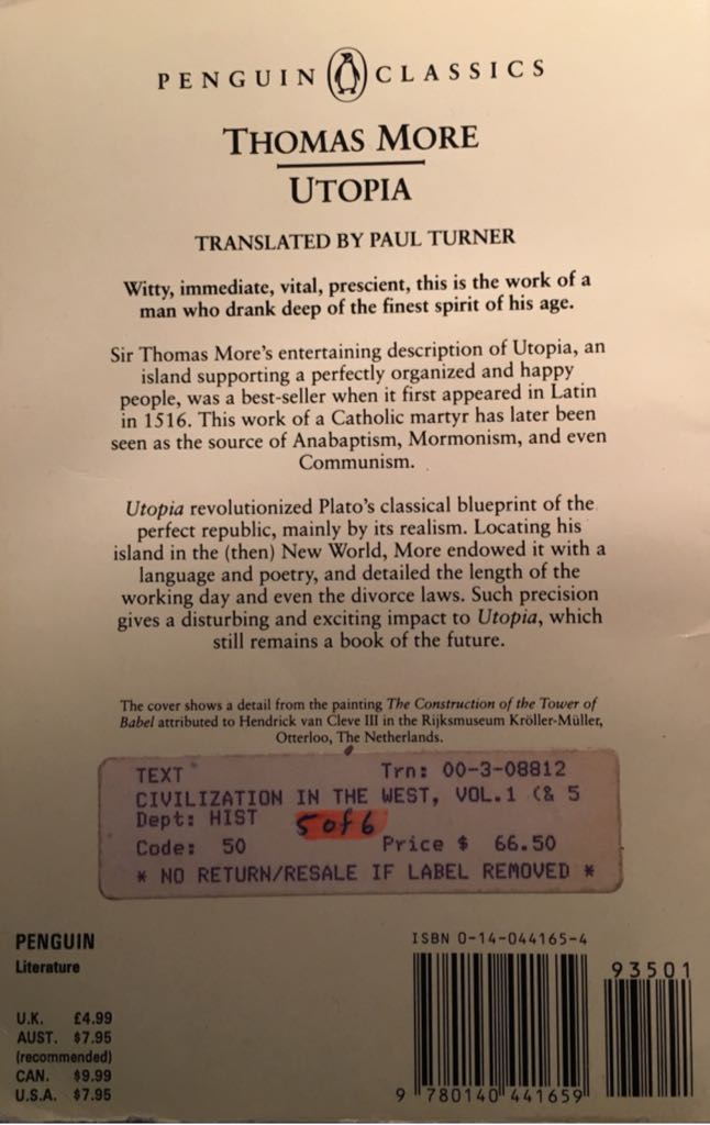 Utopia - More, Sir book collectible - Main Image 2