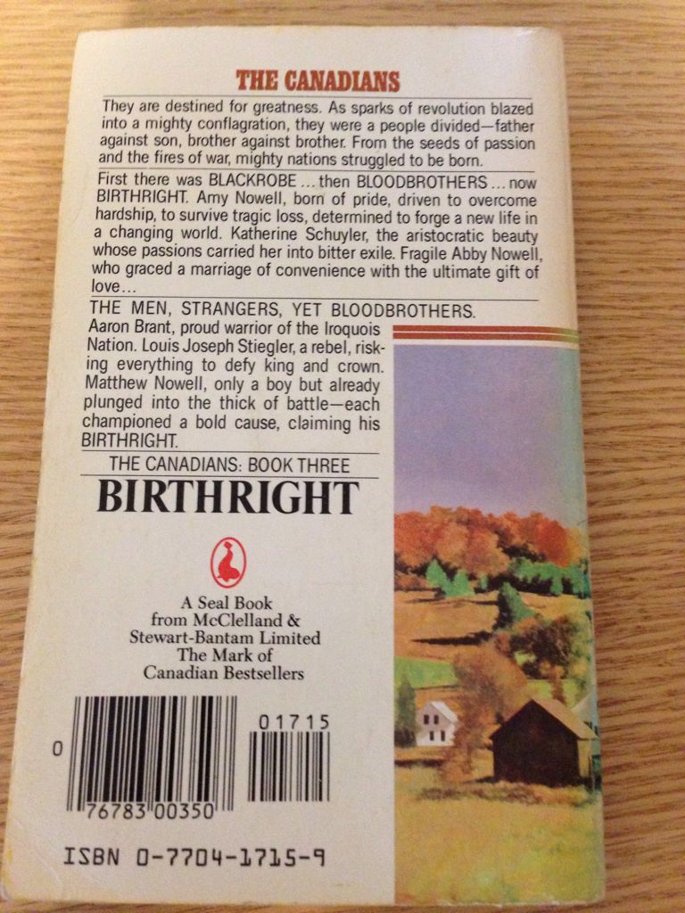 The Canadians Book 3 Birthright - Robert E Wall (McClelland and Stewart-Bantam - Paperback) book collectible [Barcode 9780770417154] - Main Image 2