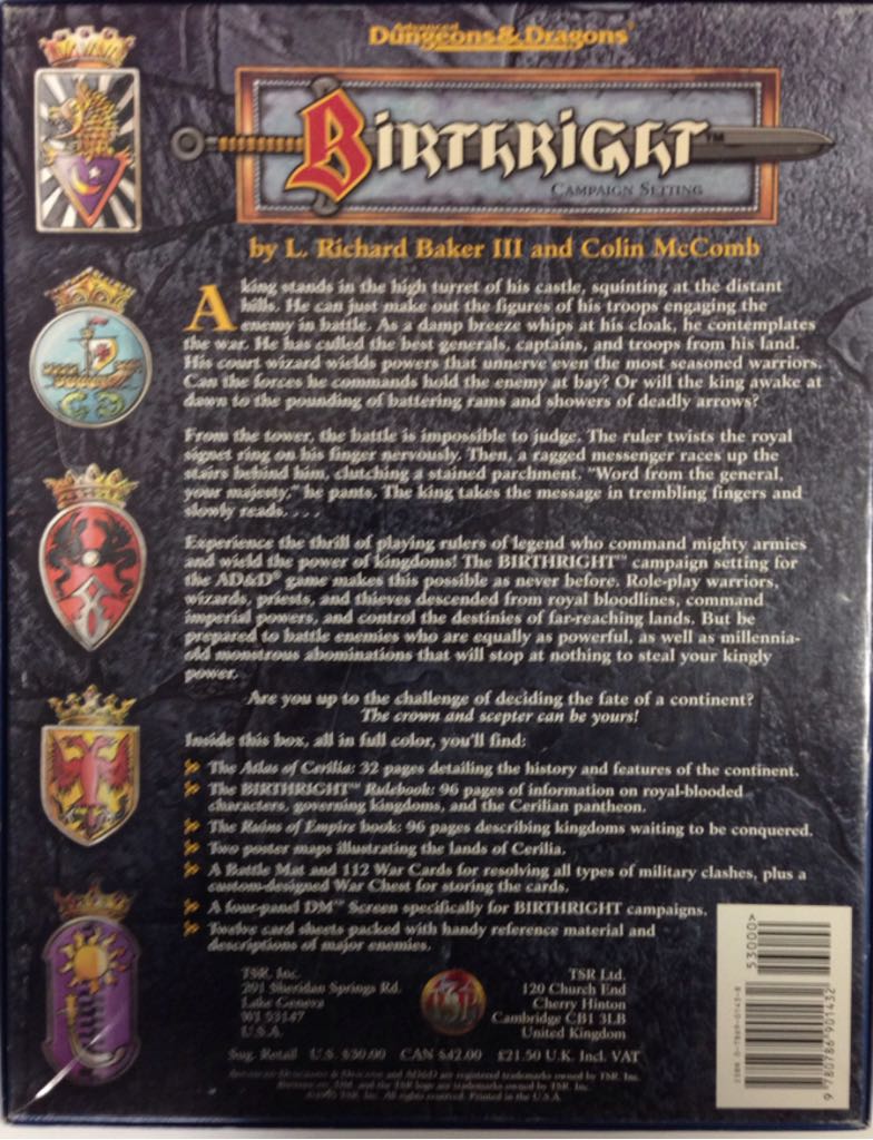 AD&D 2e: Birthright Campaign Setting - Colin McComb (TSR, Inc. - Paperback) book collectible [Barcode 9780786901432] - Main Image 2
