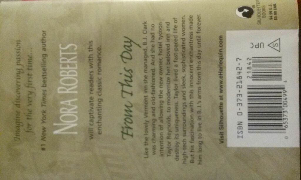 From This Day - Nora Roberts (Silhouette Books - Paperback) book collectible [Barcode 9780373218424] - Main Image 2