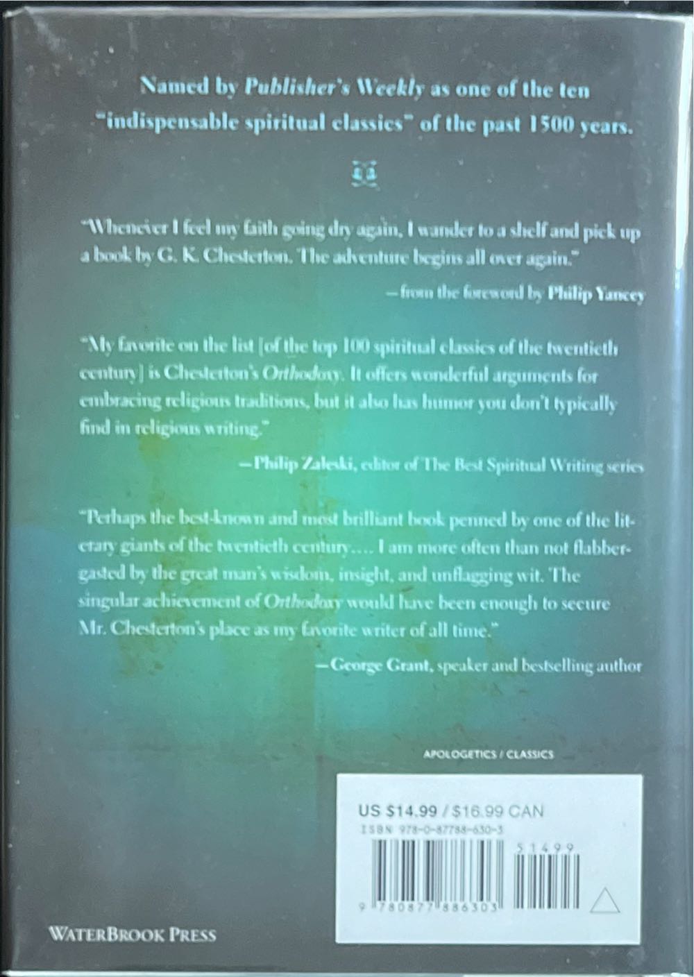 Orthodoxy - G. K. Chesterton (Water Brook Press - Hardcover) book collectible [Barcode 9780877886303] - Main Image 2