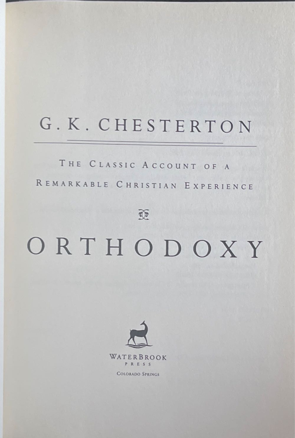 Orthodoxy - G. K. Chesterton (Water Brook Press - Hardcover) book collectible [Barcode 9780877886303] - Main Image 4